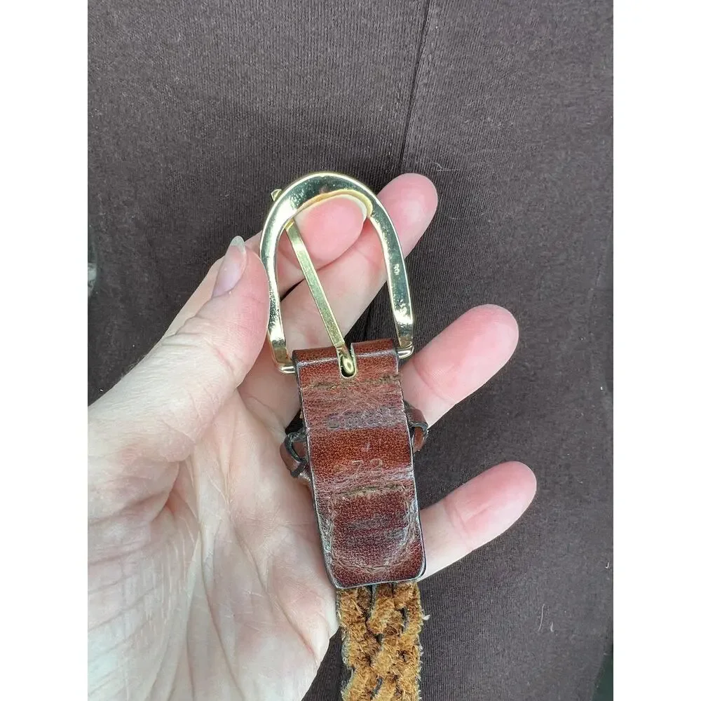 Split leather belt brown size small